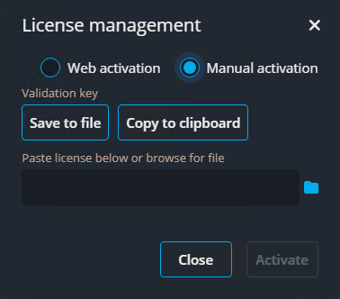Boîte de dialogue Gestion de licences dans Server Admin.