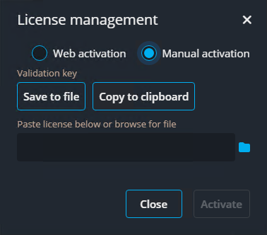 The license management dialog box in Server Admin.