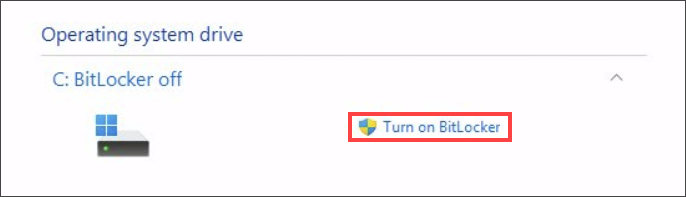 Fenêtre Chiffrement de lecteur BitLocker - Activez l'option BitLocker sélectionnée dans la section Lecteur du système d'exploitation.
